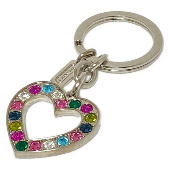 Auth COACH - Silver Pink Multi Hardware Rhinestones Bag Charm - Picture 1 of 4